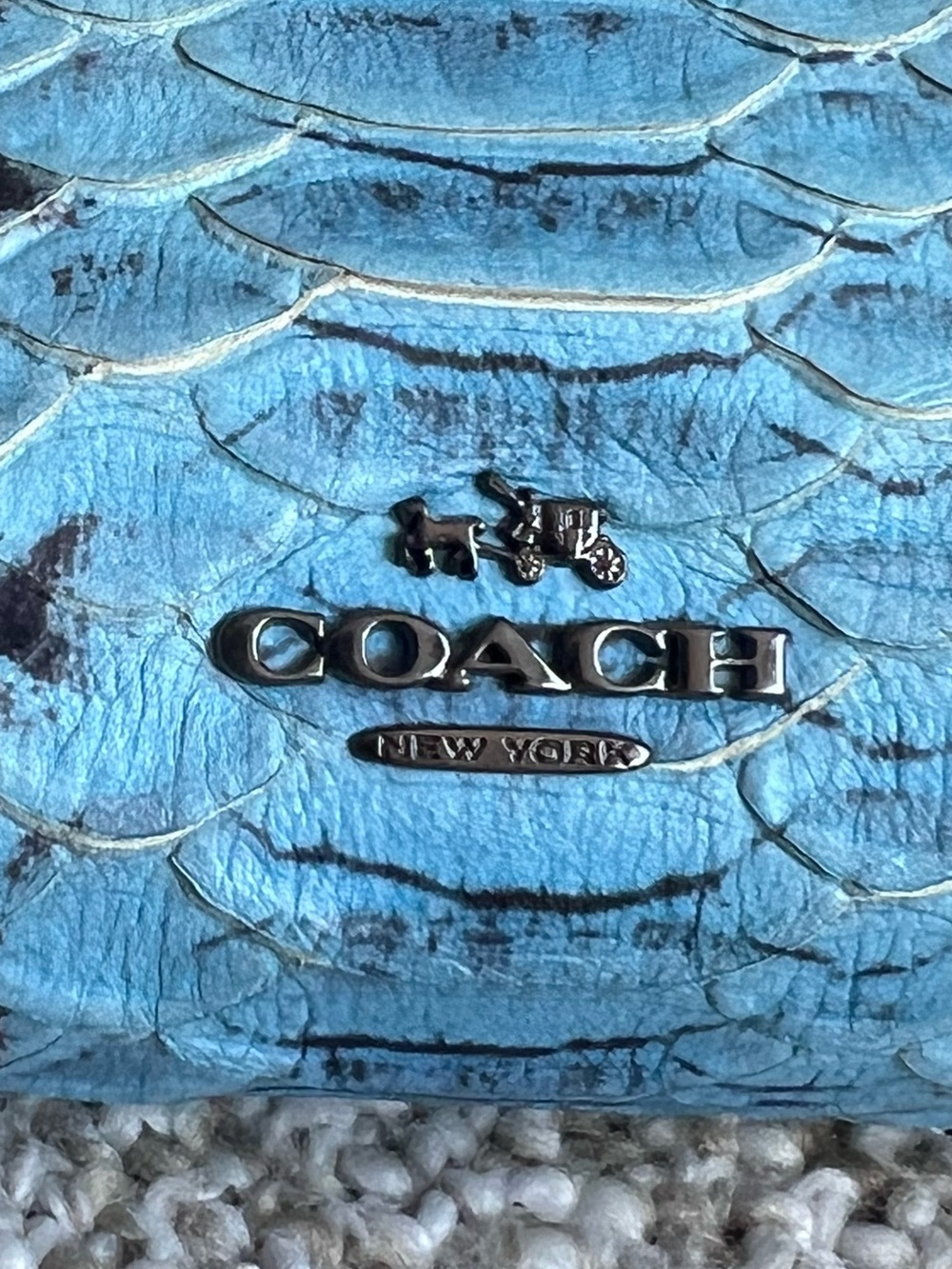 Coach Gramercy Blue Python Satchel - Picture 4 of 16
